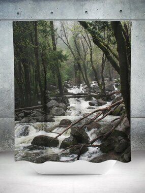 Shower Curtain, Yosemite Foggy Creek Nature Decor 71x74 inches